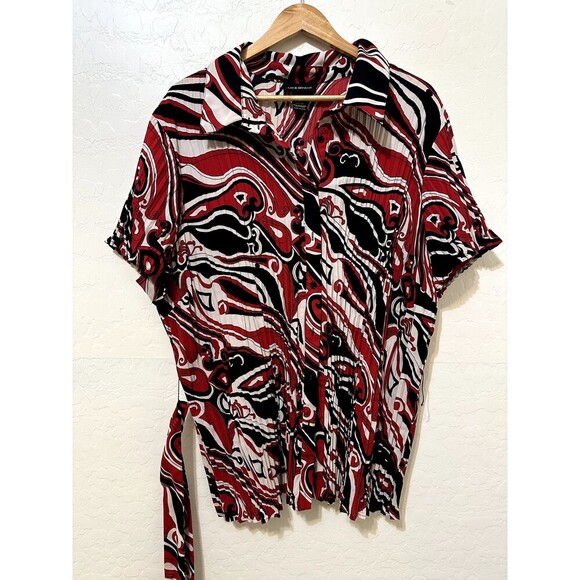 Vintage Lane Bryant Womans Top Sz 26/28 Retro Accordion Pleating Y2K Artsy Aztec - Picture 1 of 13